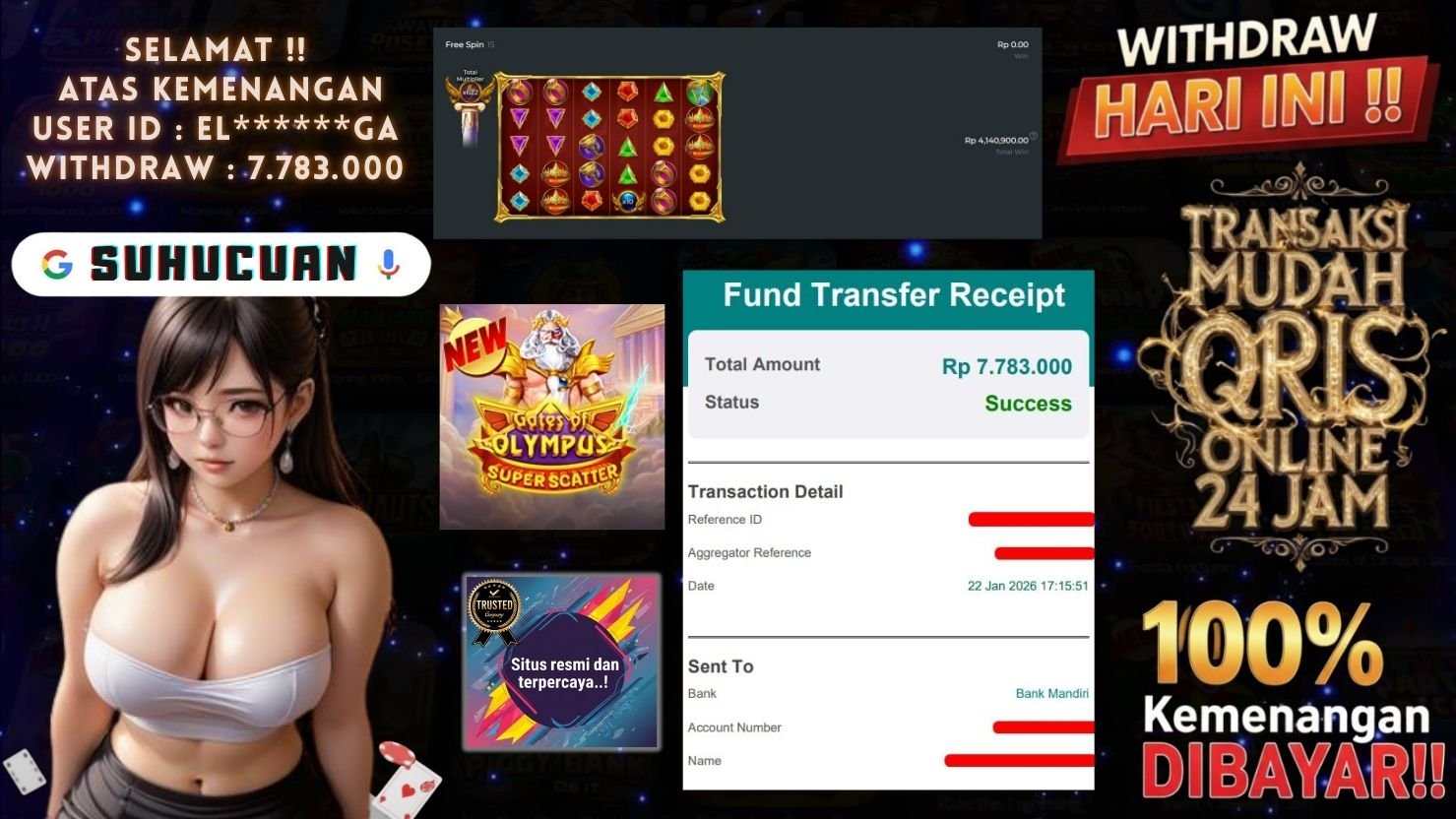 SUHUCUAN JACKPOT SLOT GATES OF OLYMPUS SUPER SCATTER